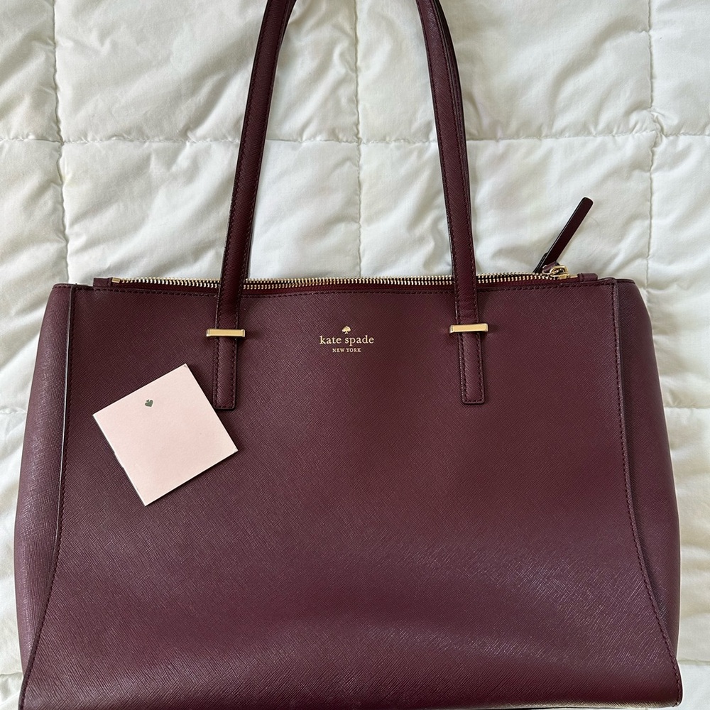 Kate Spade Deep Burgundy leather Tote Bag